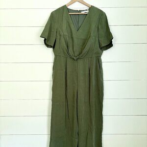 NWT MNG Mango olive green knotted modal jumpsuit